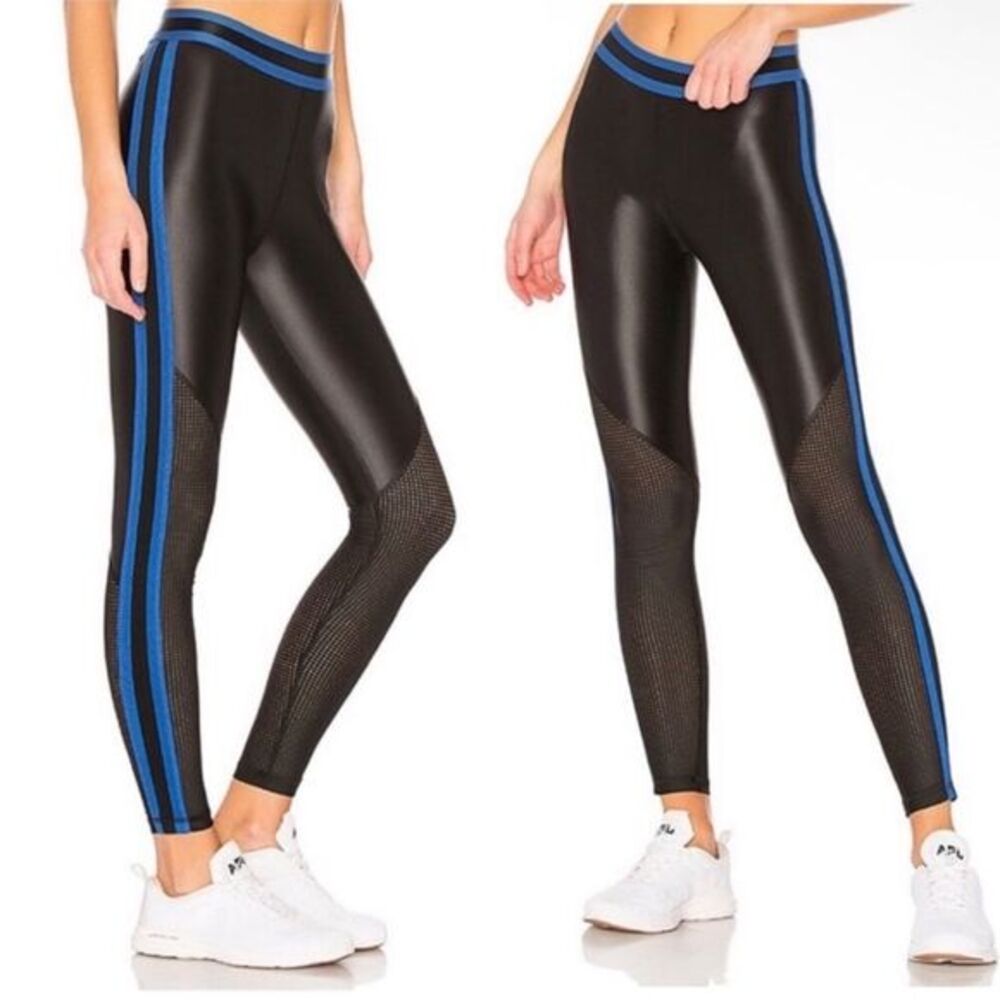 Alala Varsity Tight Leggings Size Small Black Blue Contrast High Rise Athleisure